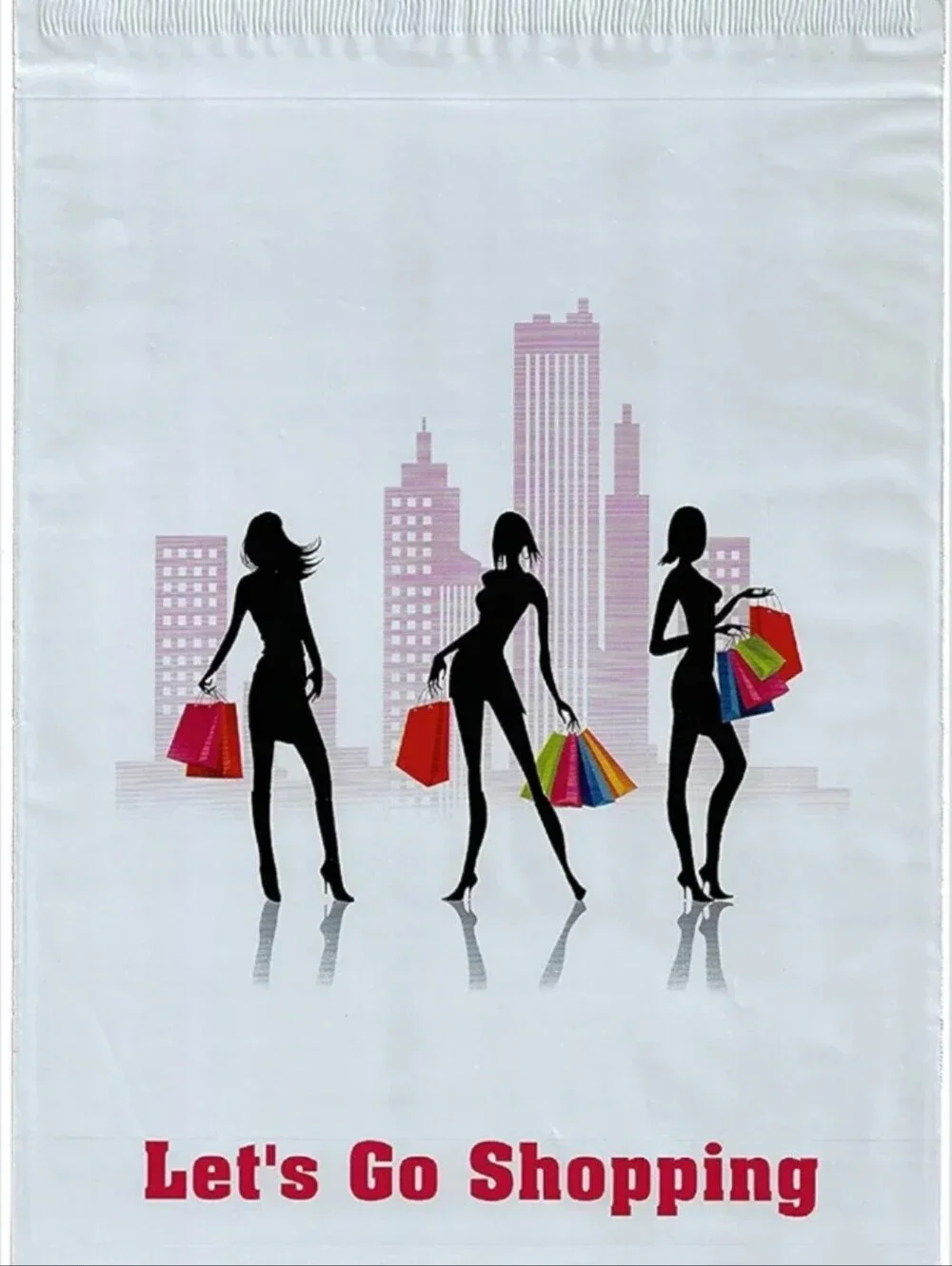 White 'Let's Go Shopping' Decorative 11 X 13 Polymailers